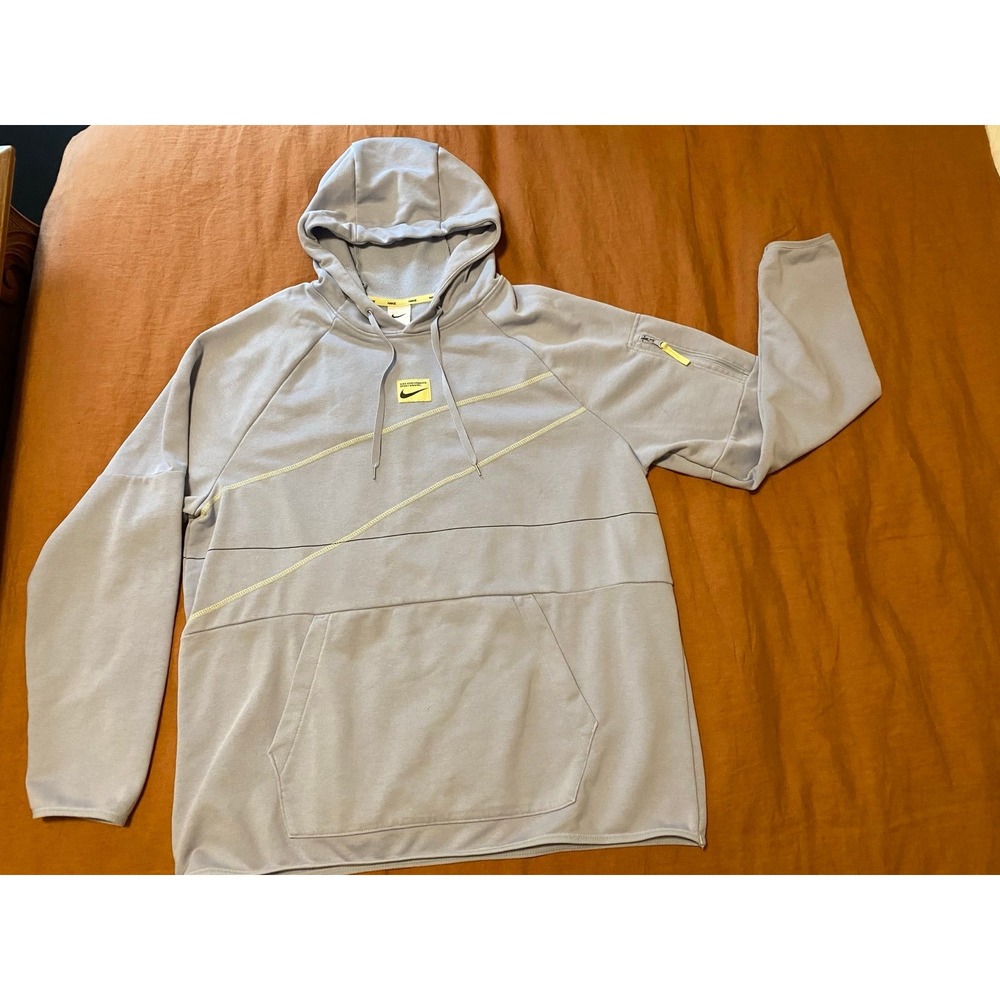 Nike Dri-Fit Hoodie XL Light Zipper Pocket Soft Pullover Light Blue Men s19